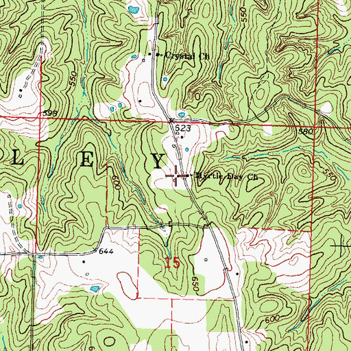 Topographic Map of Myrtle Day Church, OK