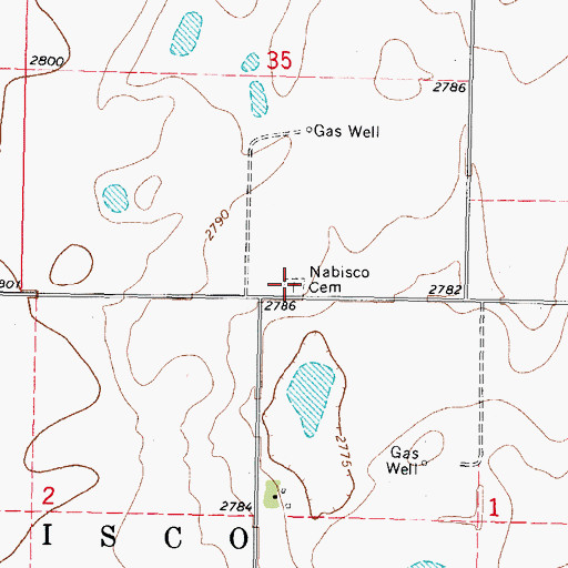 Topographic Map of Nabisco Cemetery, OK