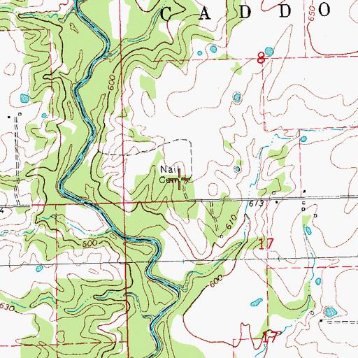 Topographic Map of Nail Cemetery, OK