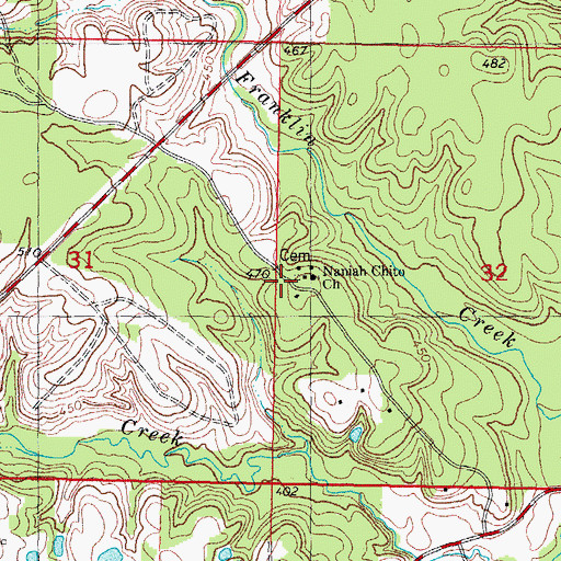 Topographic Map of Naniah Chito Church, OK