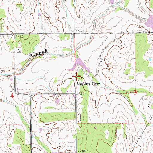 Topographic Map of Naples Cemetery, OK