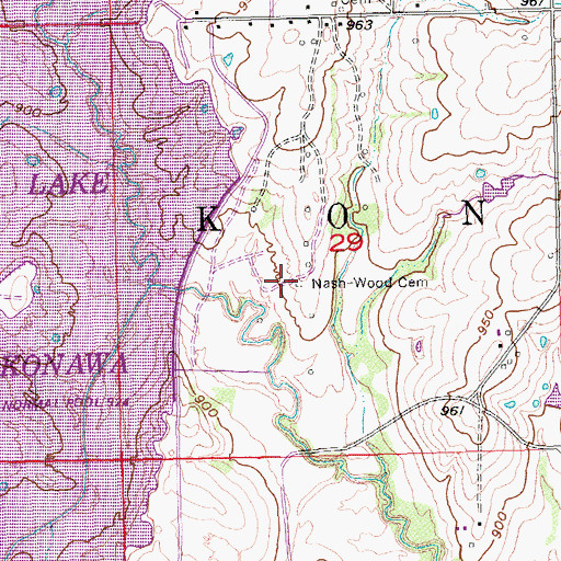 Topographic Map of Nash-Wood Cemetery, OK