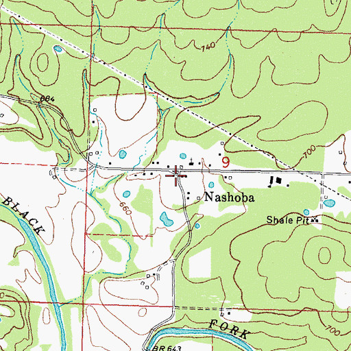 Topographic Map of Nashoba, OK