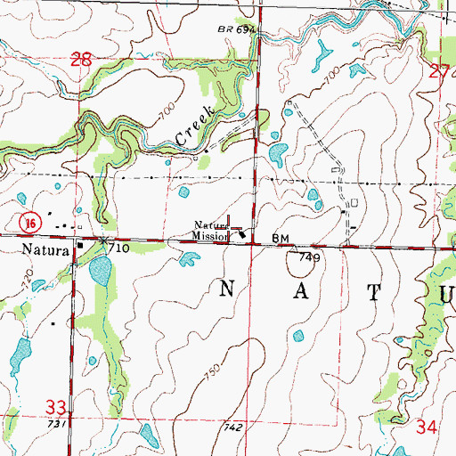 Topographic Map of Natura Mission, OK