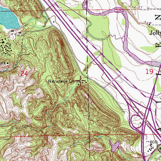 Topographic Map of Nazarene Camp, OK