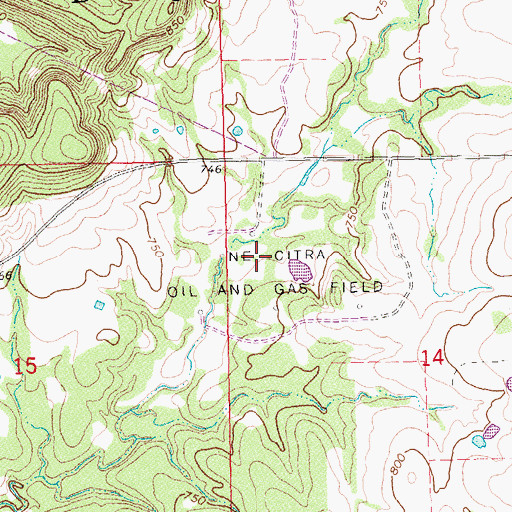 Topographic Map of Ne Citra Oil and Gas Field, OK