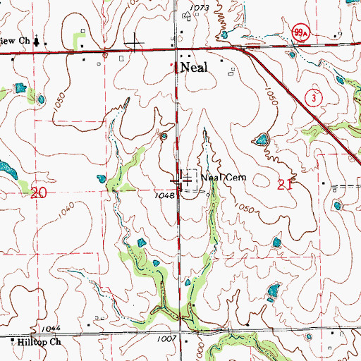 Topographic Map of Neal Cemetery, OK