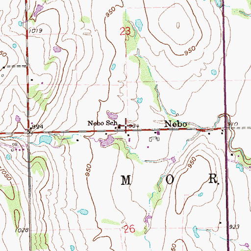 Topographic Map of Nebo School, OK
