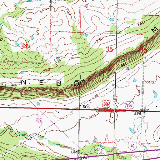 Topographic Map of Mount Nebo, OK