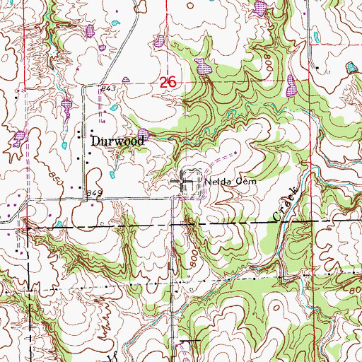 Topographic Map of Nelda Cemetery, OK