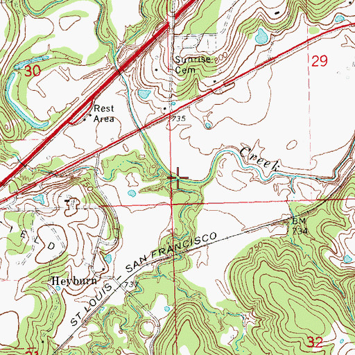 Topographic Map of Neversweat Creek, OK