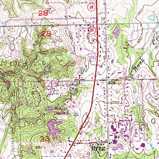 Topographic Map of New Bethel Cemetery, OK
