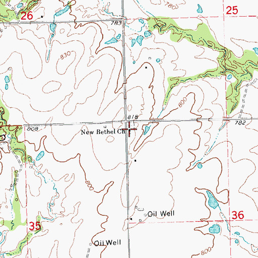 Topographic Map of New Bethel Church, OK