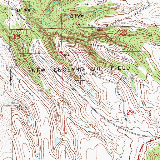 Topographic Map of New England Oil Field, OK