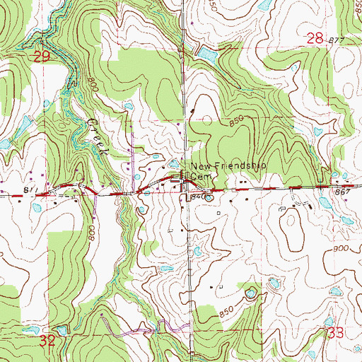 Topographic Map of New Friendship Cemetery, OK