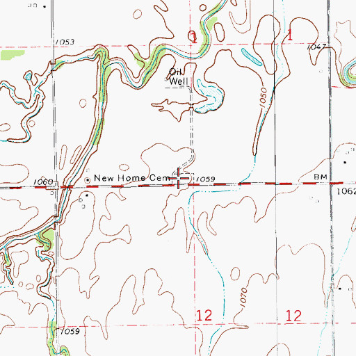 Topographic Map of New Home Cemetery, OK
