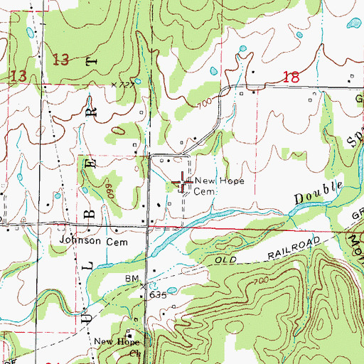 Topographic Map of New Hope Cemetery, OK