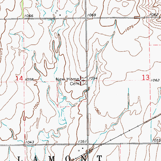 Topographic Map of New Hope Cemetery, OK
