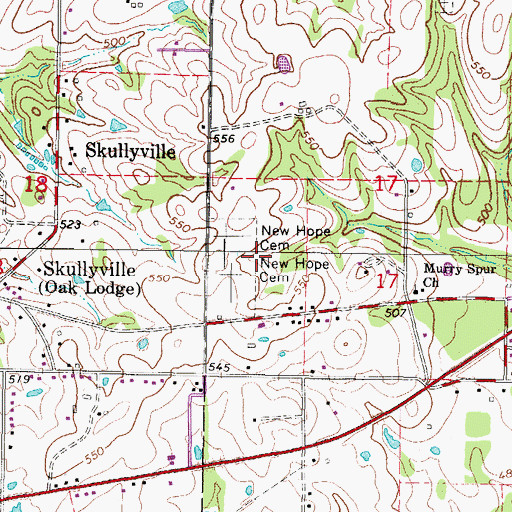 Topographic Map of New Hope Cemetery, OK