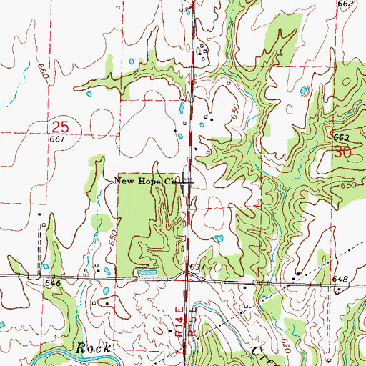 Topographic Map of New Hope Church, OK