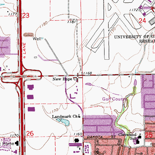 Topographic Map of New Hope Church, OK