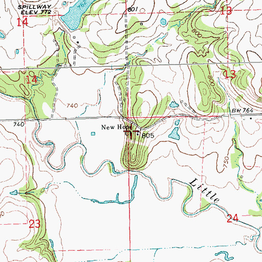 Topographic Map of New Hope Church, OK