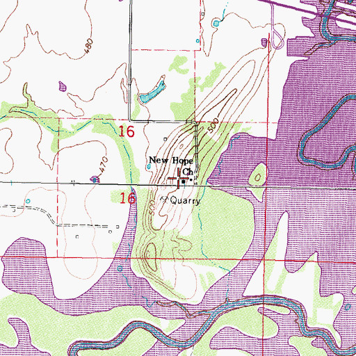Topographic Map of New Hope Church, OK