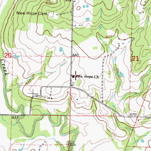 Topographic Map of New Hope Church, OK