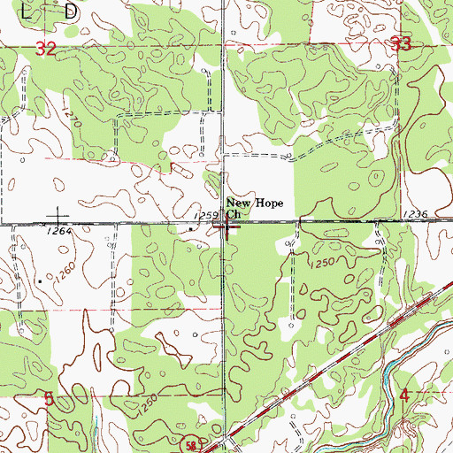 Topographic Map of New Hope Church, OK