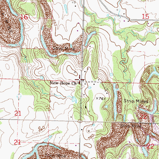Topographic Map of New Hope Church, OK