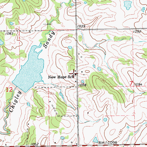 Topographic Map of New Hope School, OK