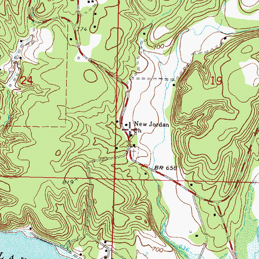 Topographic Map of New Jordan Church, OK