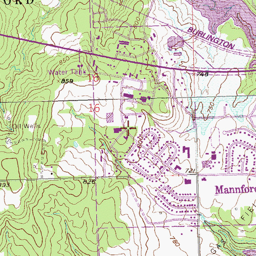 Topographic Map of New Mannford, OK
