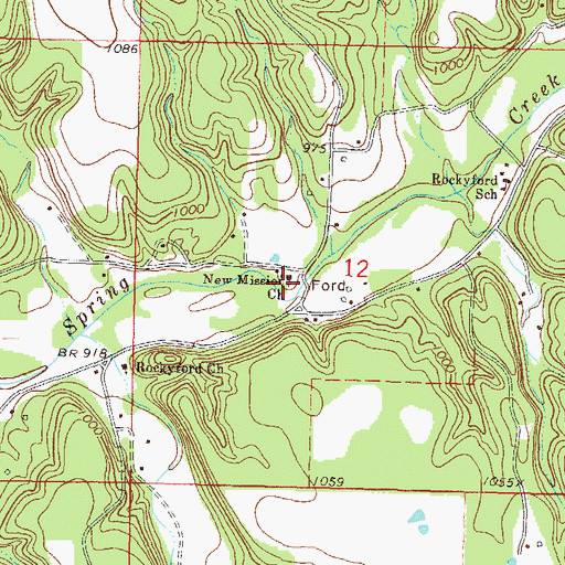 Topographic Map of New Mission Church, OK