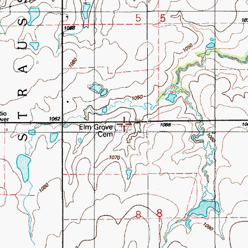 Topographic Map of New Salem Cemetery, OK