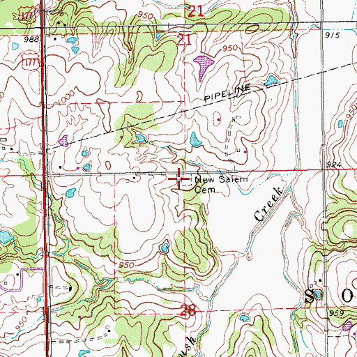 Topographic Map of New Salem Cemetery, OK