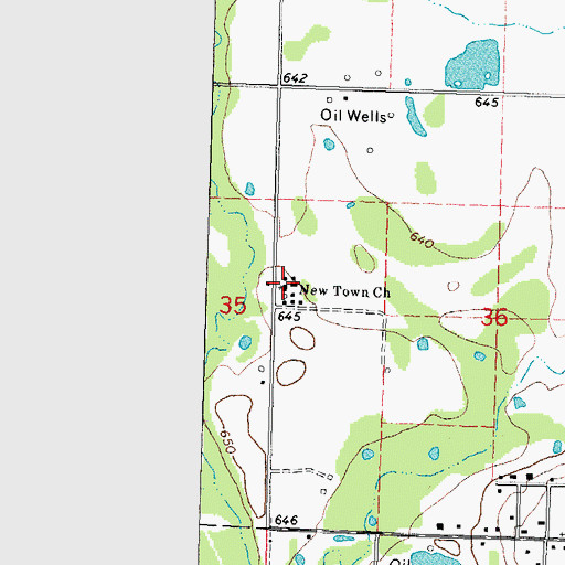 Topographic Map of New Town Church, OK