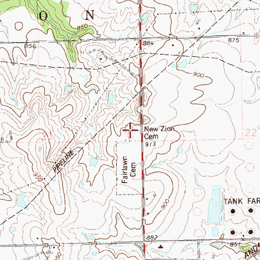 Topographic Map of New Zion Cemetery, OK