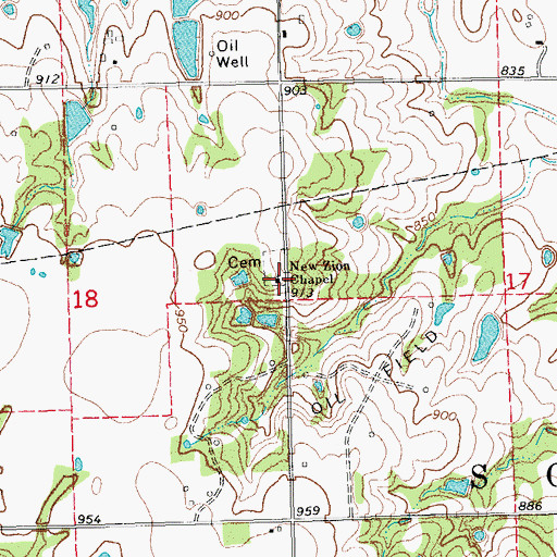 Topographic Map of New Zion Chapel, OK