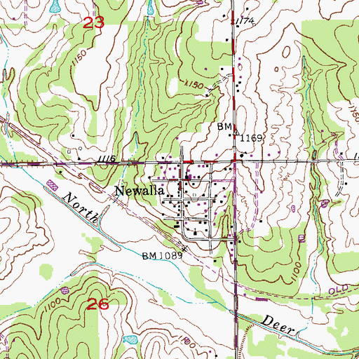 Topographic Map of Newalla, OK
