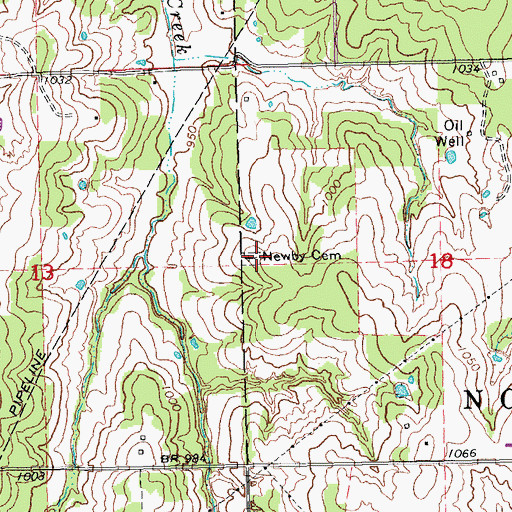 Topographic Map of Newby Cemetery, OK