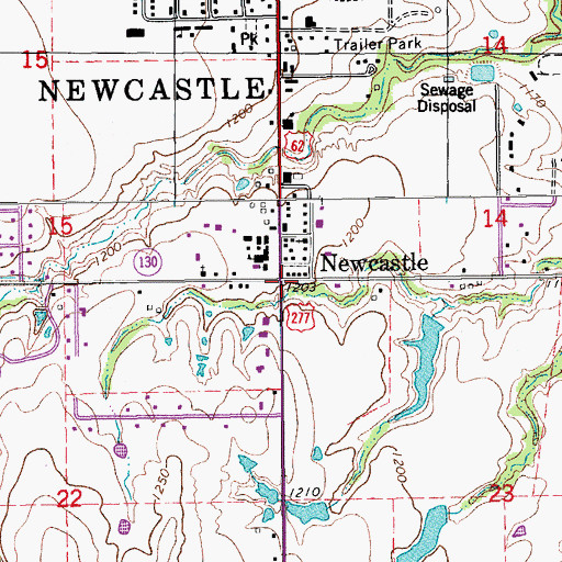 Topographic Map of Newcastle, OK