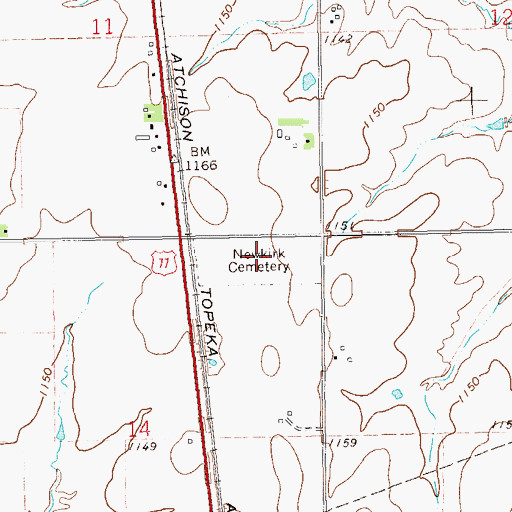 Topographic Map of Newkirk Cemetery, OK