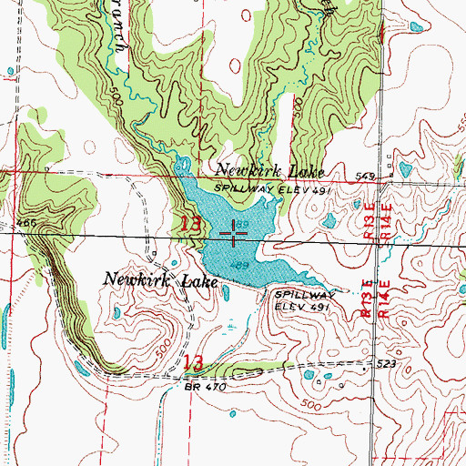 Topographic Map of Newkirk Lake, OK