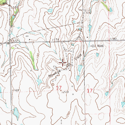 Topographic Map of Newkirk Oil Field, OK