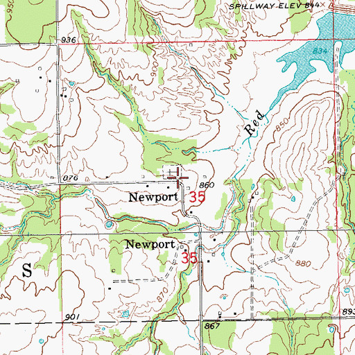 Topographic Map of Newport, OK