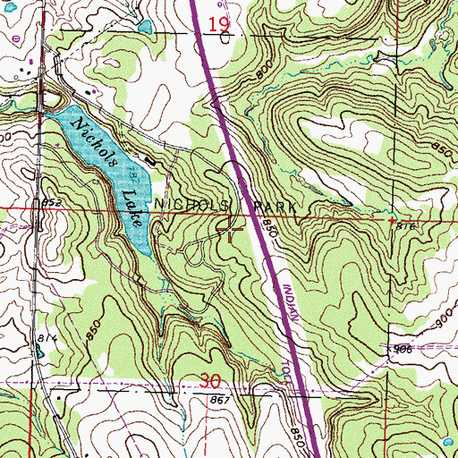 Topographic Map of Nichols Park, OK