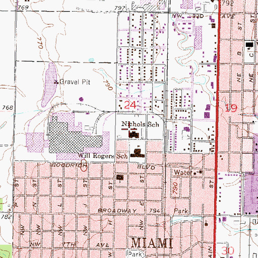 Topographic Map of Nichols Elementary School, OK