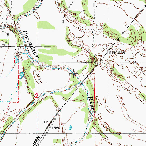 Topographic Map of Ninemile Creek, OK