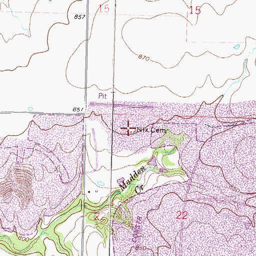 Topographic Map of Nix Cemetery, OK